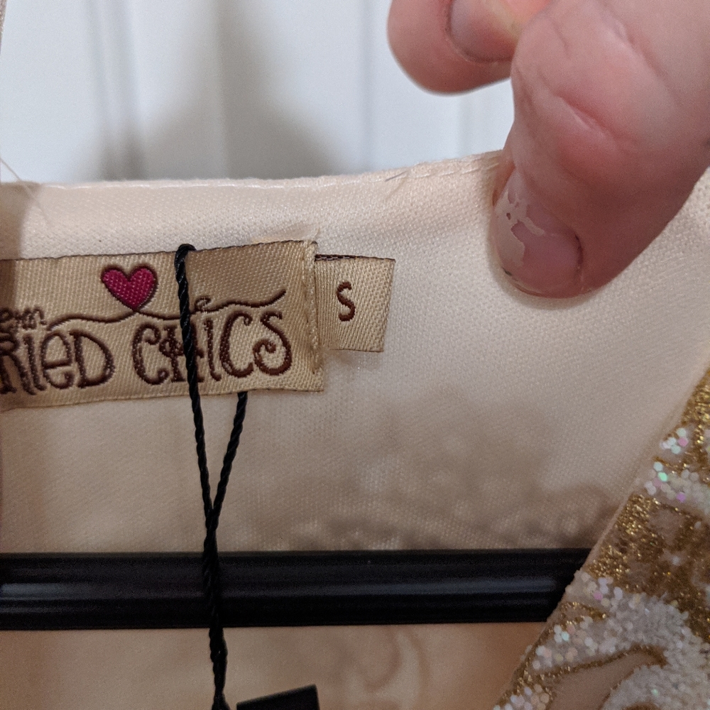Southern fried chic gold sparkle country dress - Picture 2 of 8